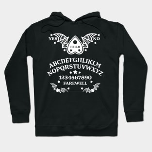 Batwing Planchette Spirit Board - White on Black Hoodie